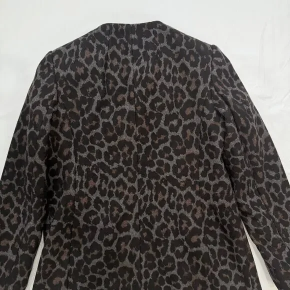 Betsey Johnson Wool Blend Coat Leopard Print Bow Neckline XS Glam - Picture 5 of 12
